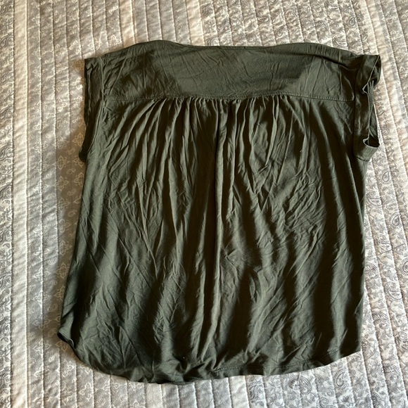 Olive Green Lace Trim Top - Picture 3 of 5